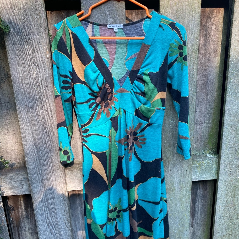 Color Block Midi Dress - turquoise